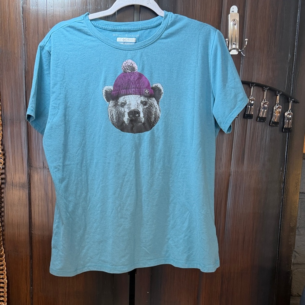 Columbia Teal Kids T-Shirt with Bear Graphic